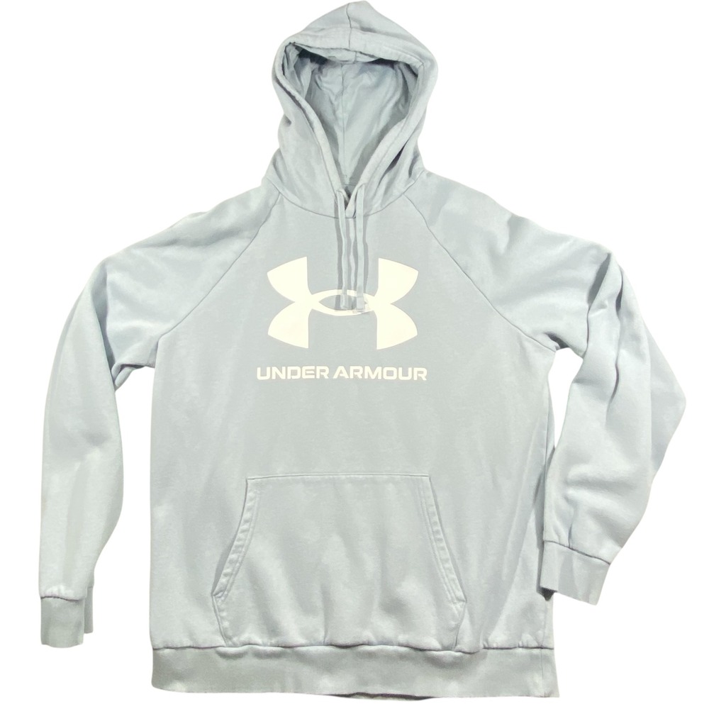 Under Armour Rival Fleece Hoodie Mens XL Light Blue Good Graphic Logo Sweatshirt